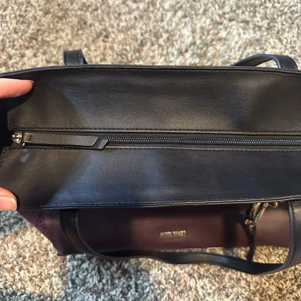 Nine West Purple and Black Snakeskin Tote Bag